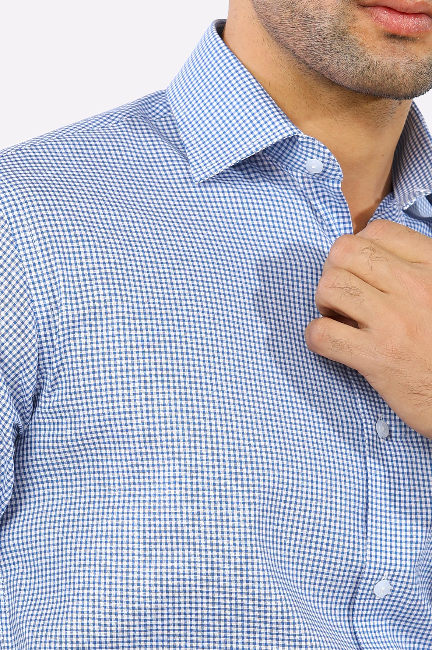 Blue Mini-Check Formal Shirt From Diners