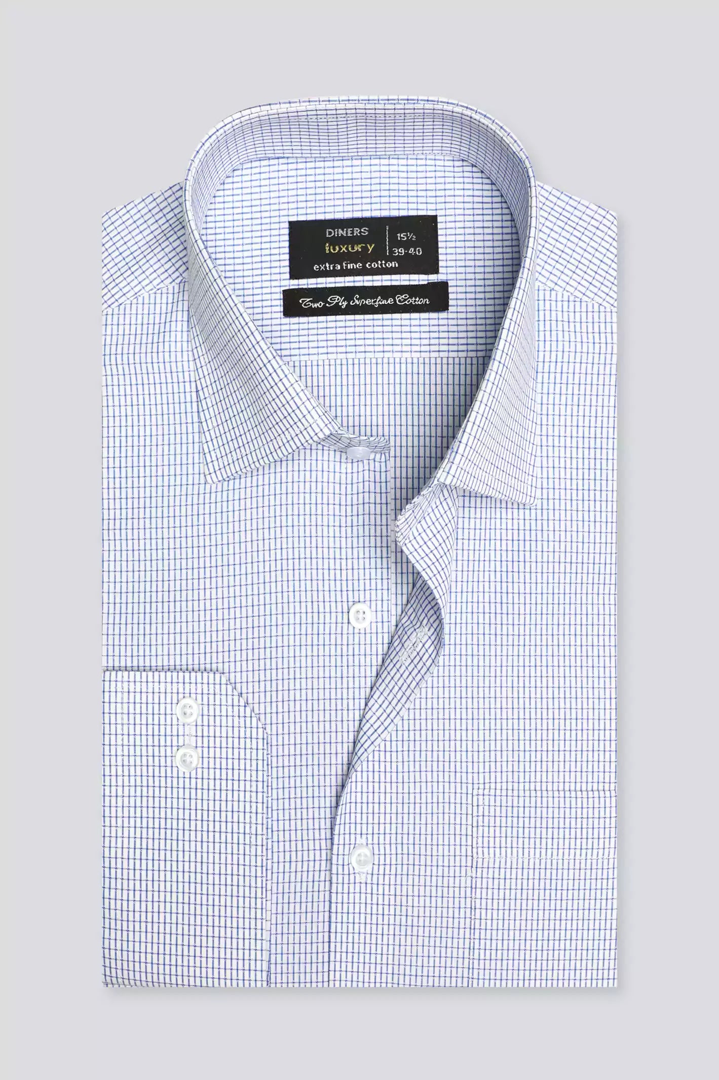 Blue Self Textured Formal Shirt From Diners