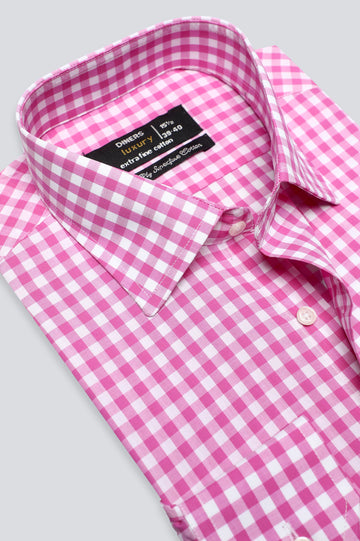 Purple Gingham Check Formal Shirt