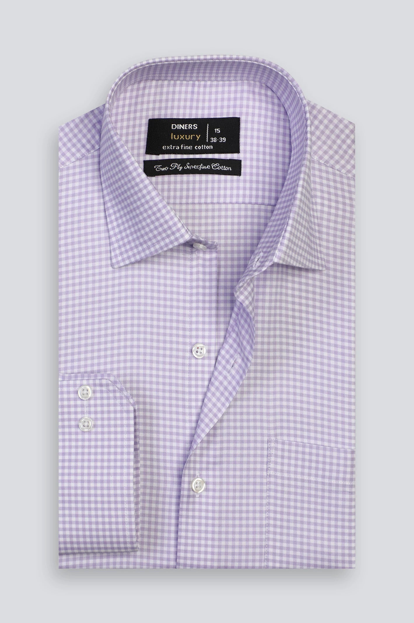 Purple Gingham Check Formal Shirt