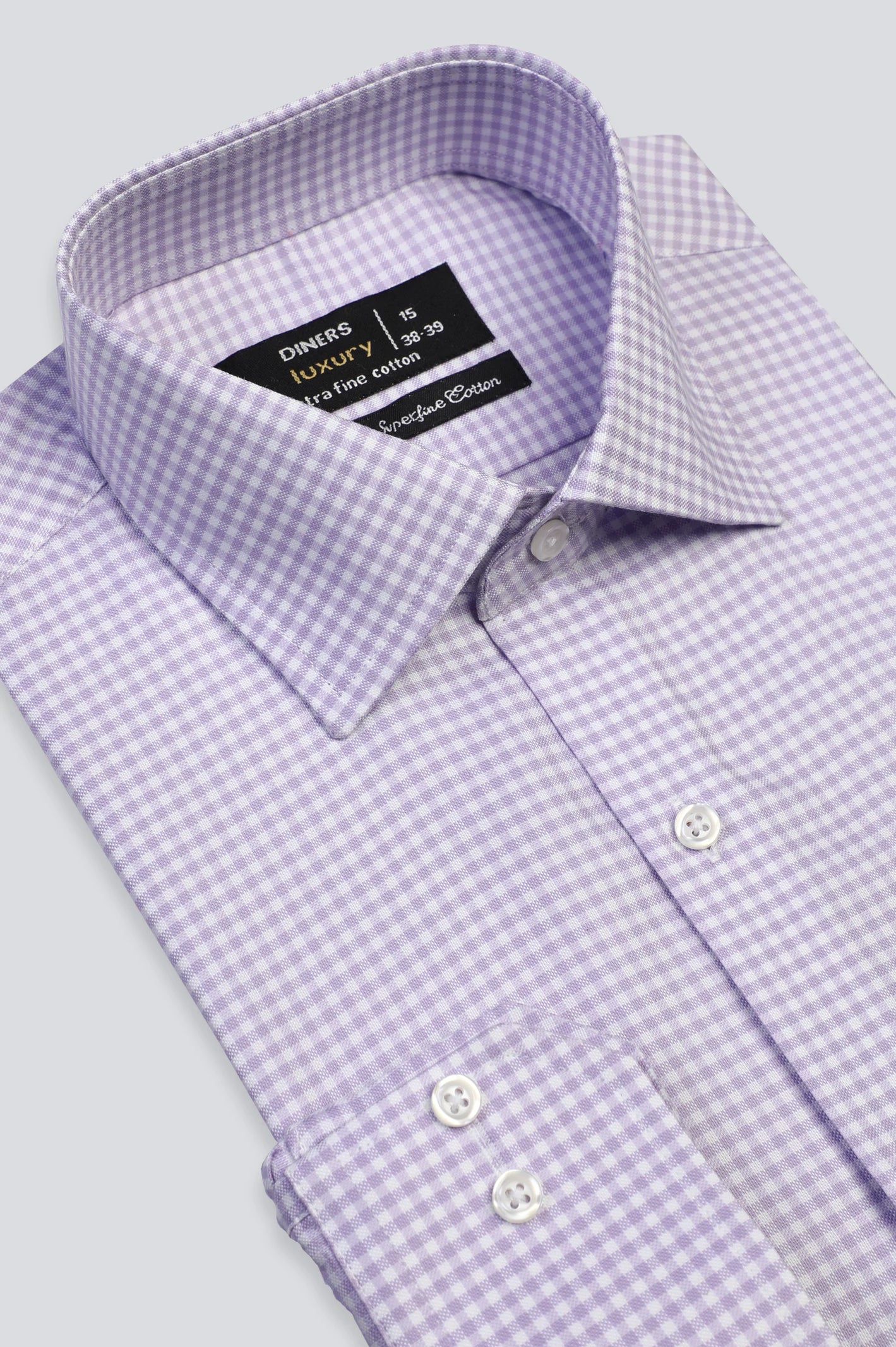 Purple Gingham Check Formal Shirt for Men