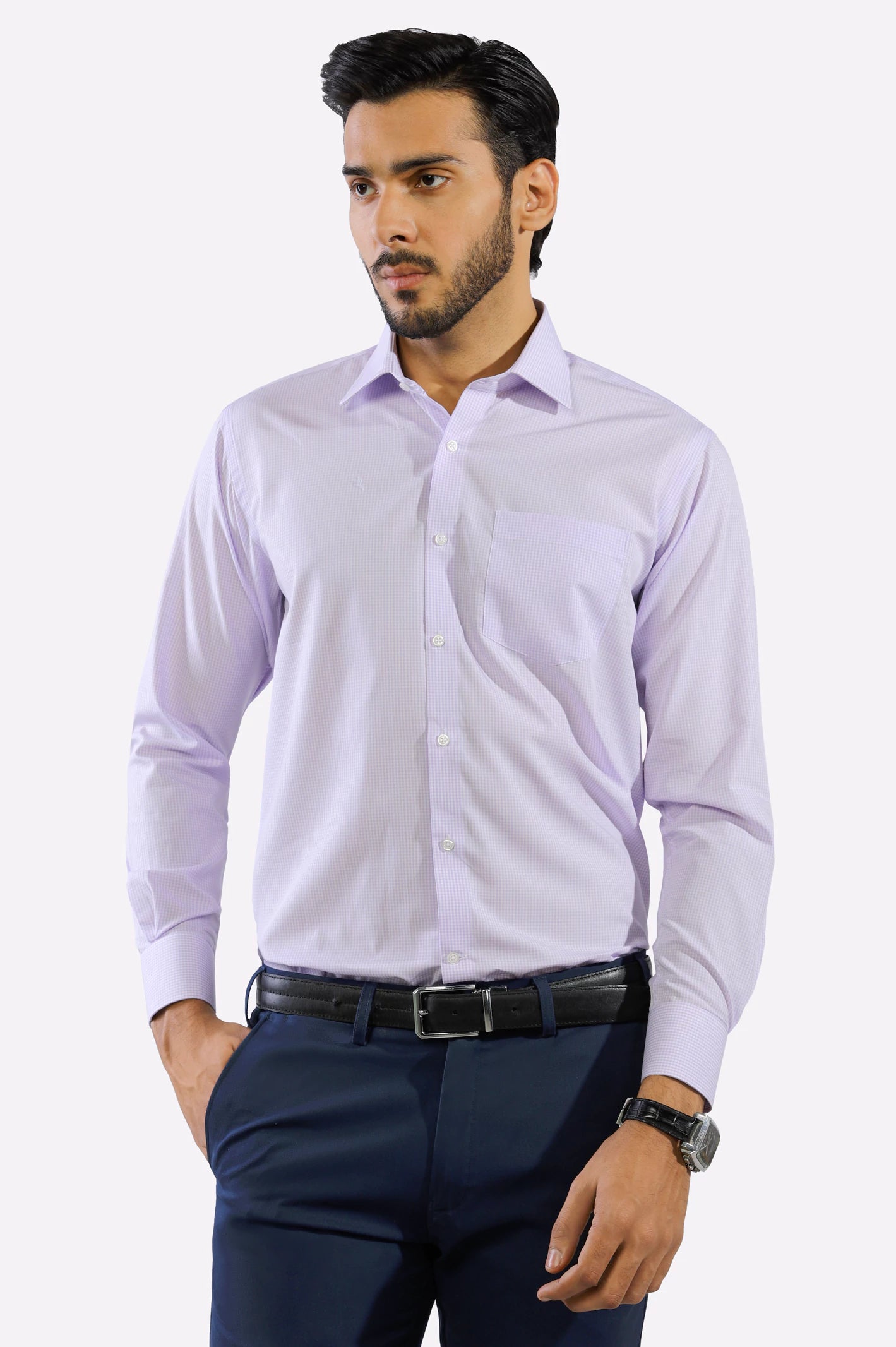 Purple Mini-Check Formal Shirt – Diners Pakistan