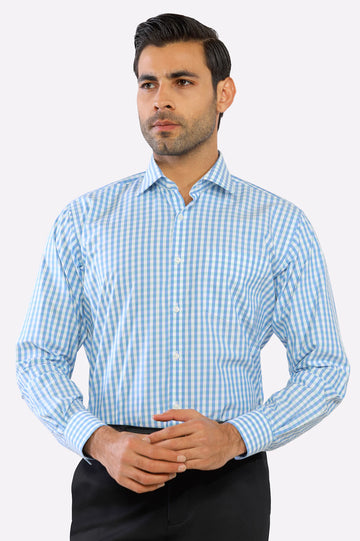 Blue Gingham Check Formal Shirt