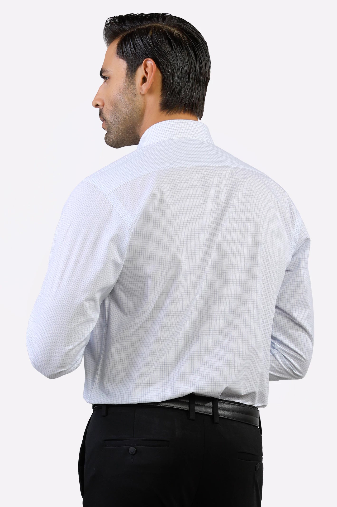 White Graph Formal Check Shirt for Men