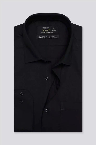 Black Self Textured Formal Shirt From Diners