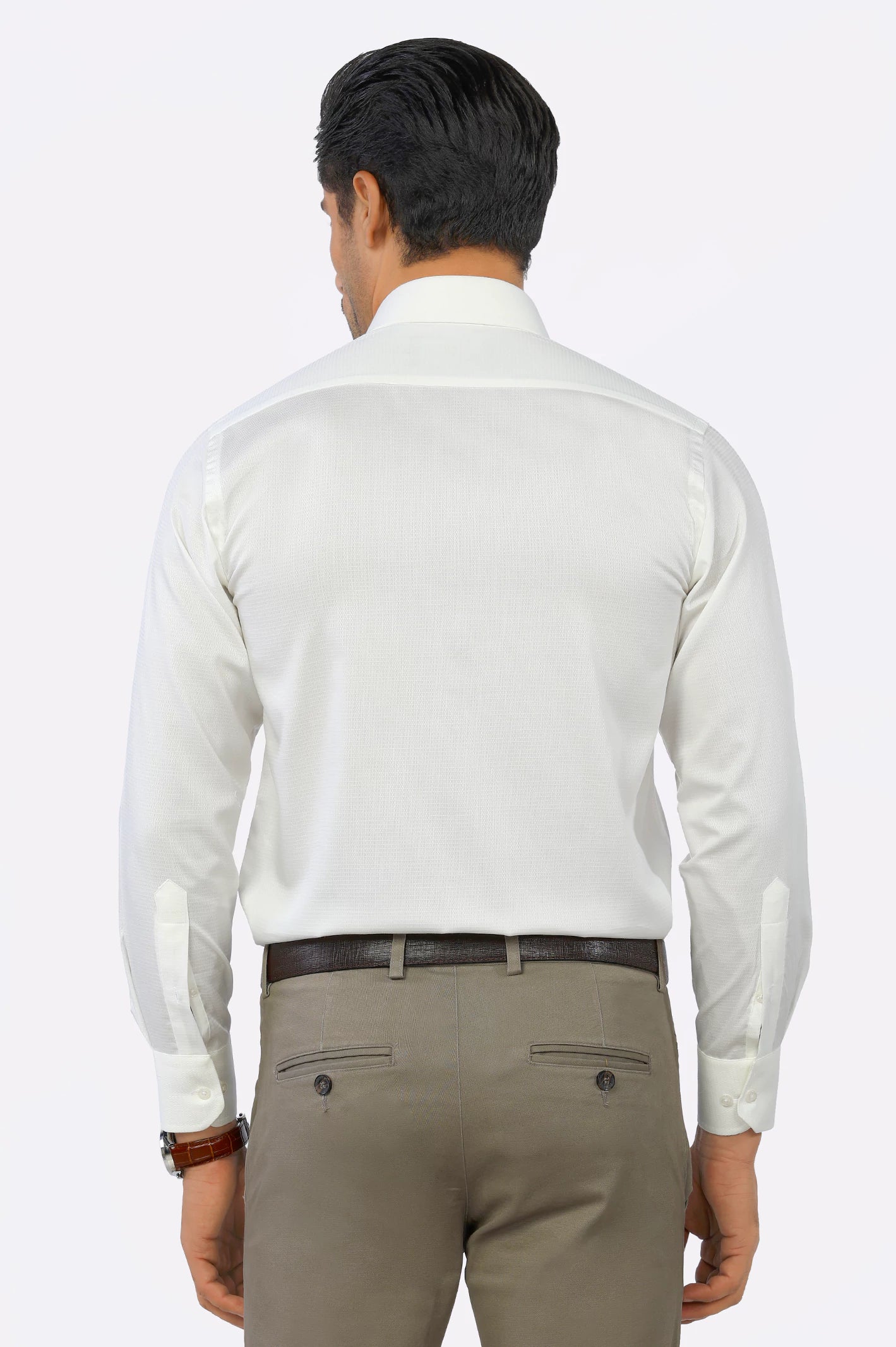 Off White Self Textured Formal Shirt From Diners