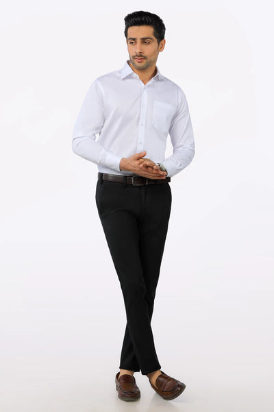 White Self Textured Formal Shirt From Diners