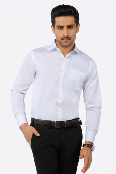 White Self Textured Formal Shirt From Diners