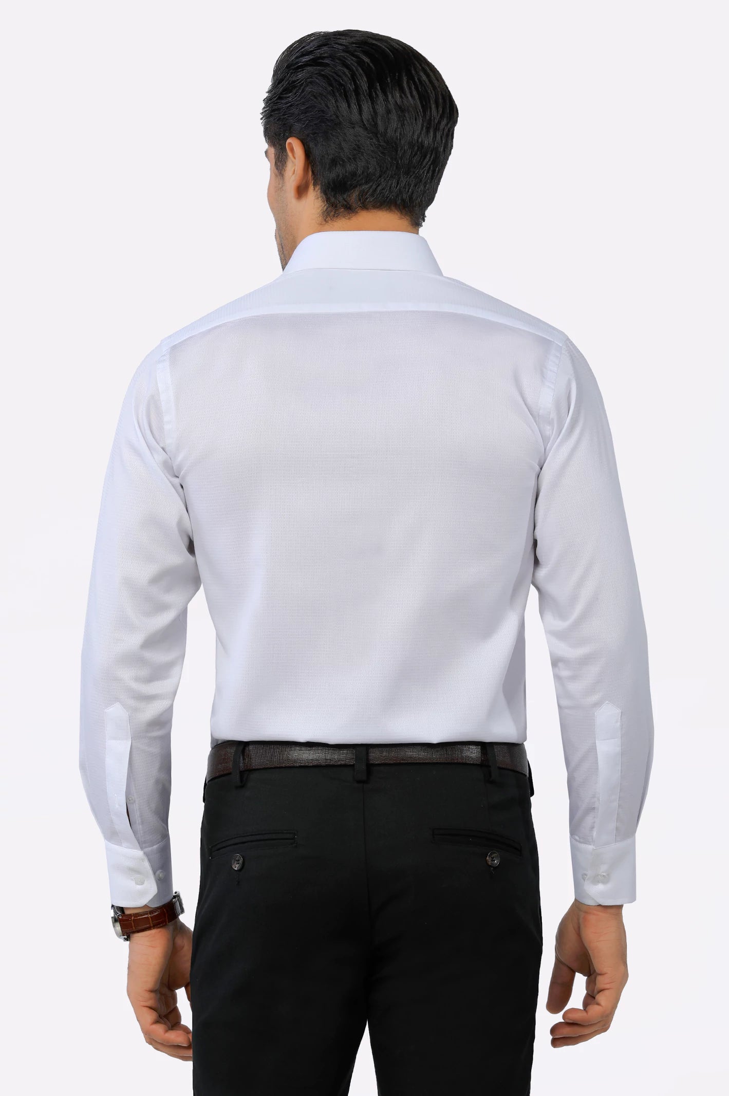 White Self Textured Formal Shirt From Diners