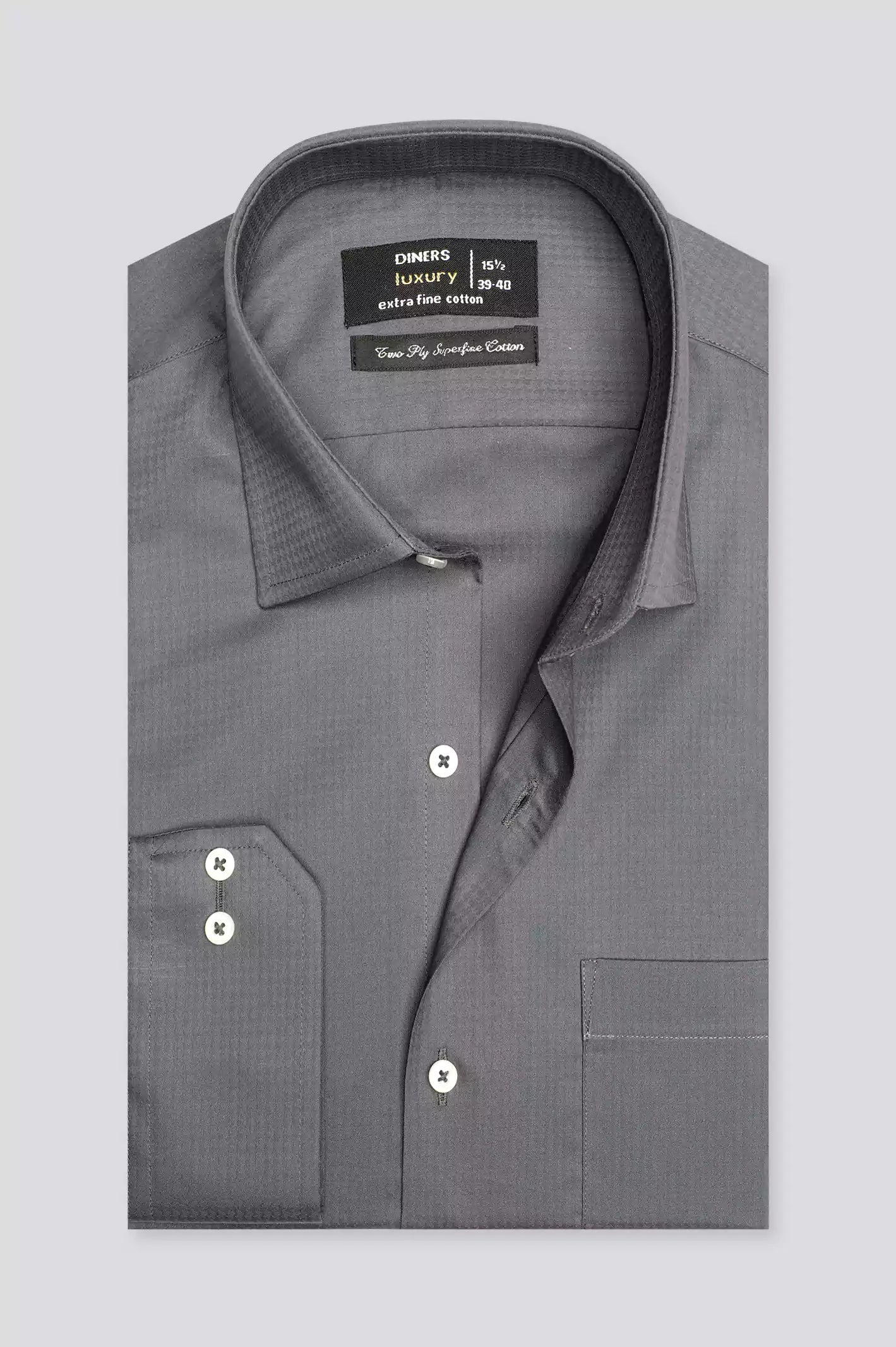 Charcoal Self Dobby Formal Shirt From Diners