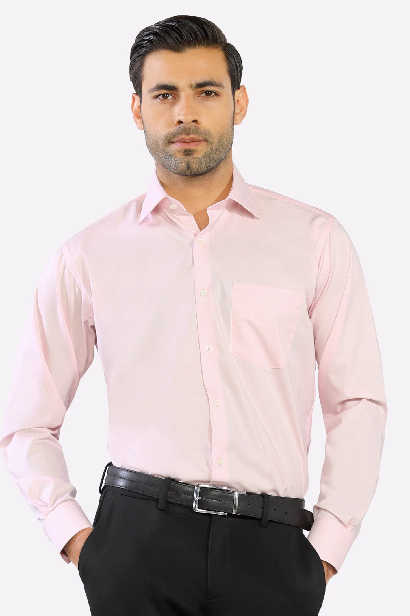 Pink Textured Formal Shirt