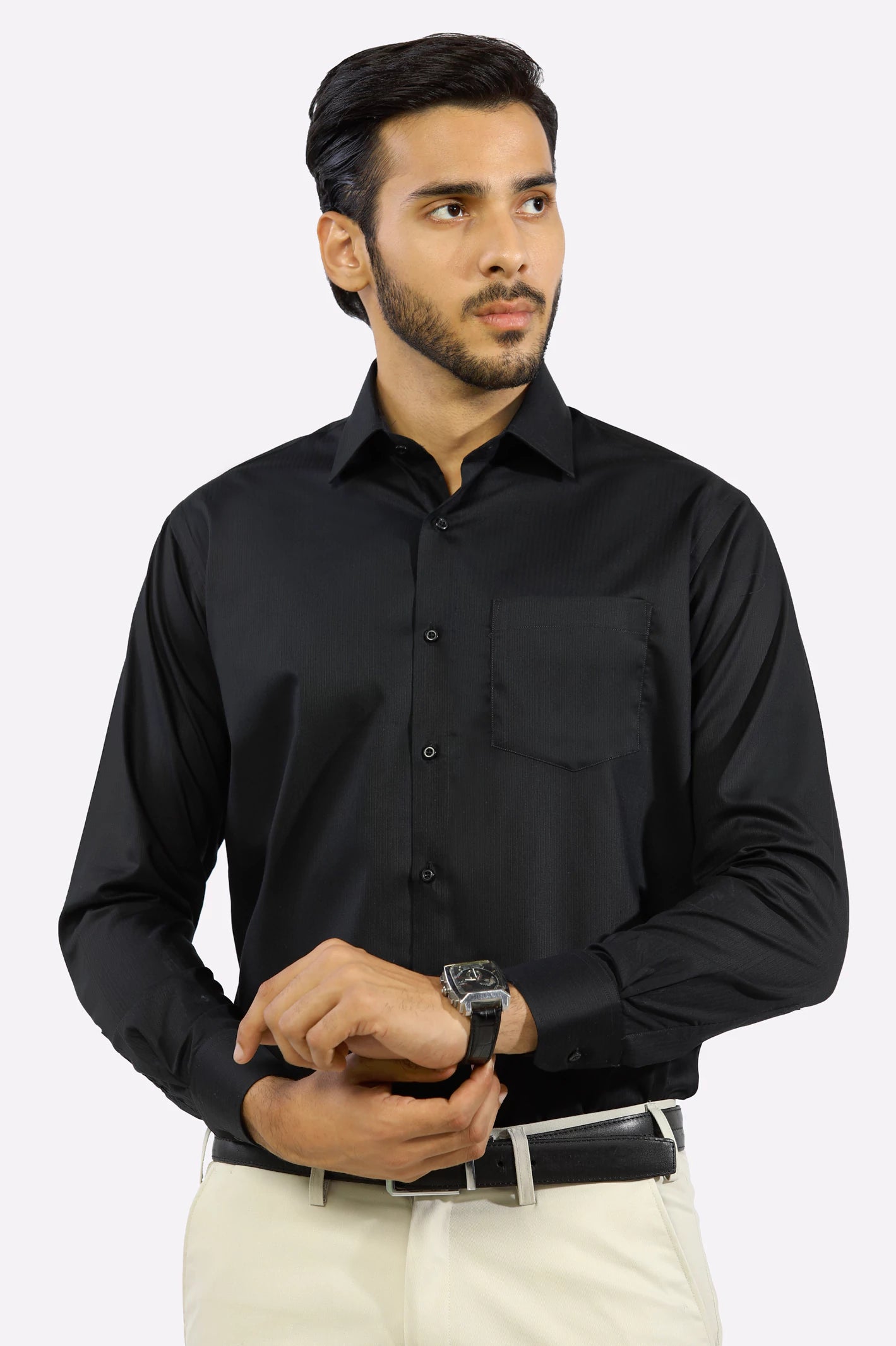 Black Stripe Textured Formal Shirt – Diners Pakistan
