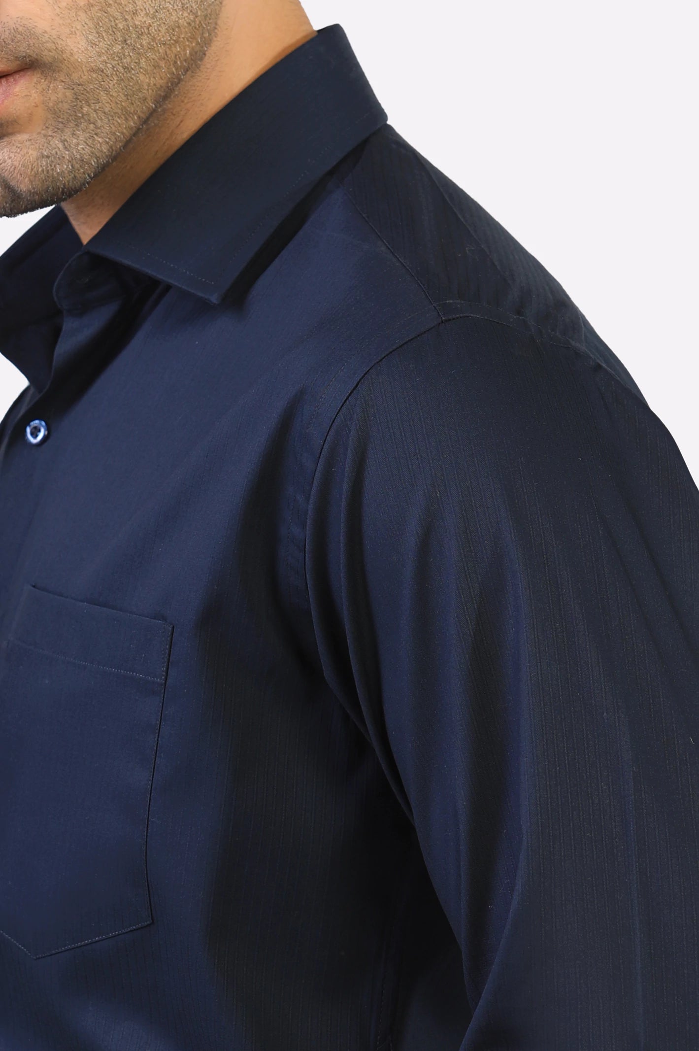 Mens Navy Blue Textured Formal Shirt