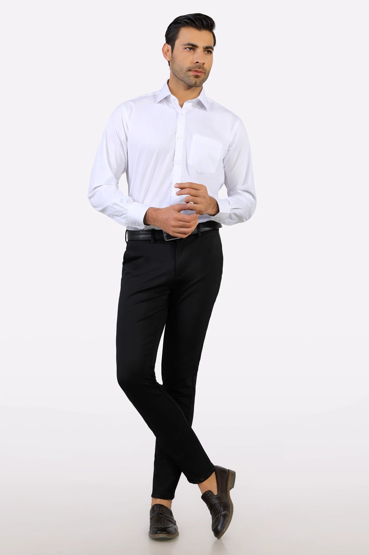 White Textured Formal Shirt for Mens