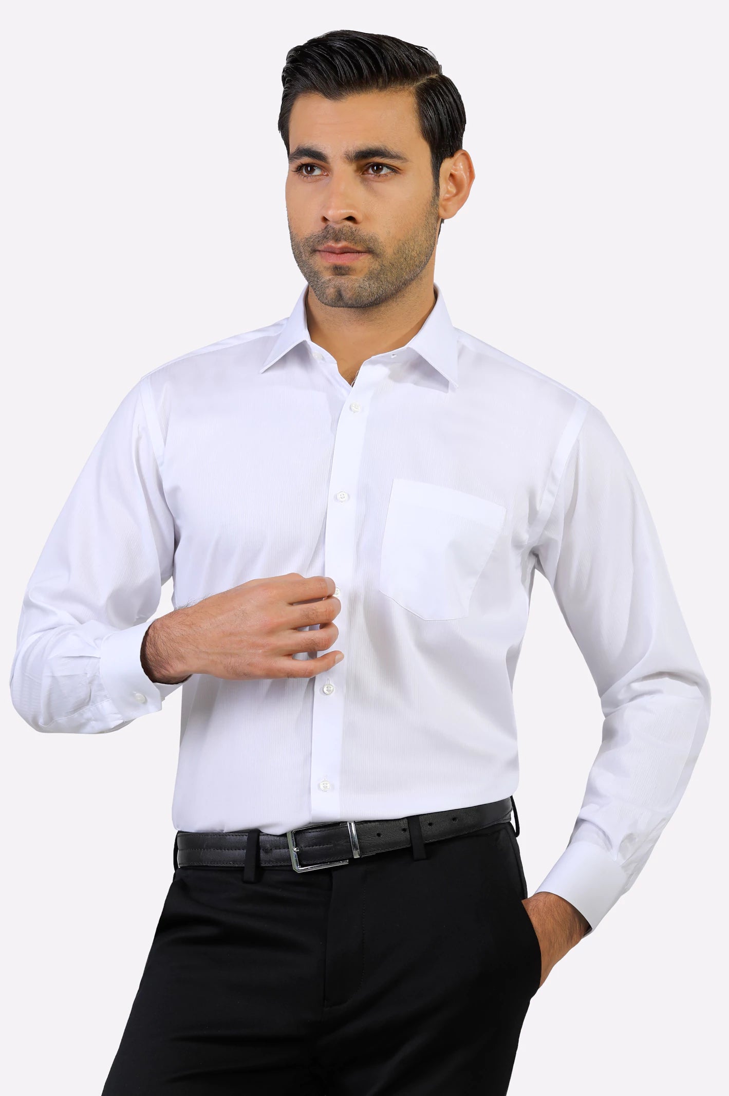 White Textured Formal Shirt
