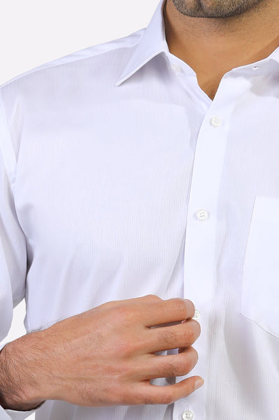 Men White Textured Formal Shirt