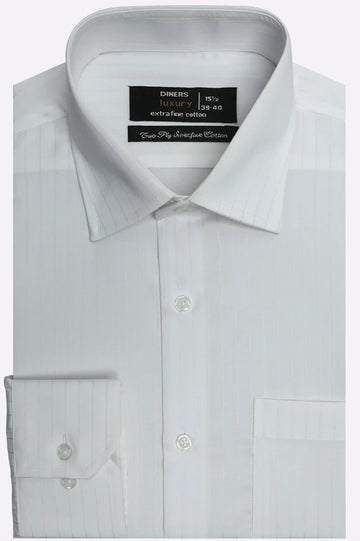 White Pinstripe Formal Shirt