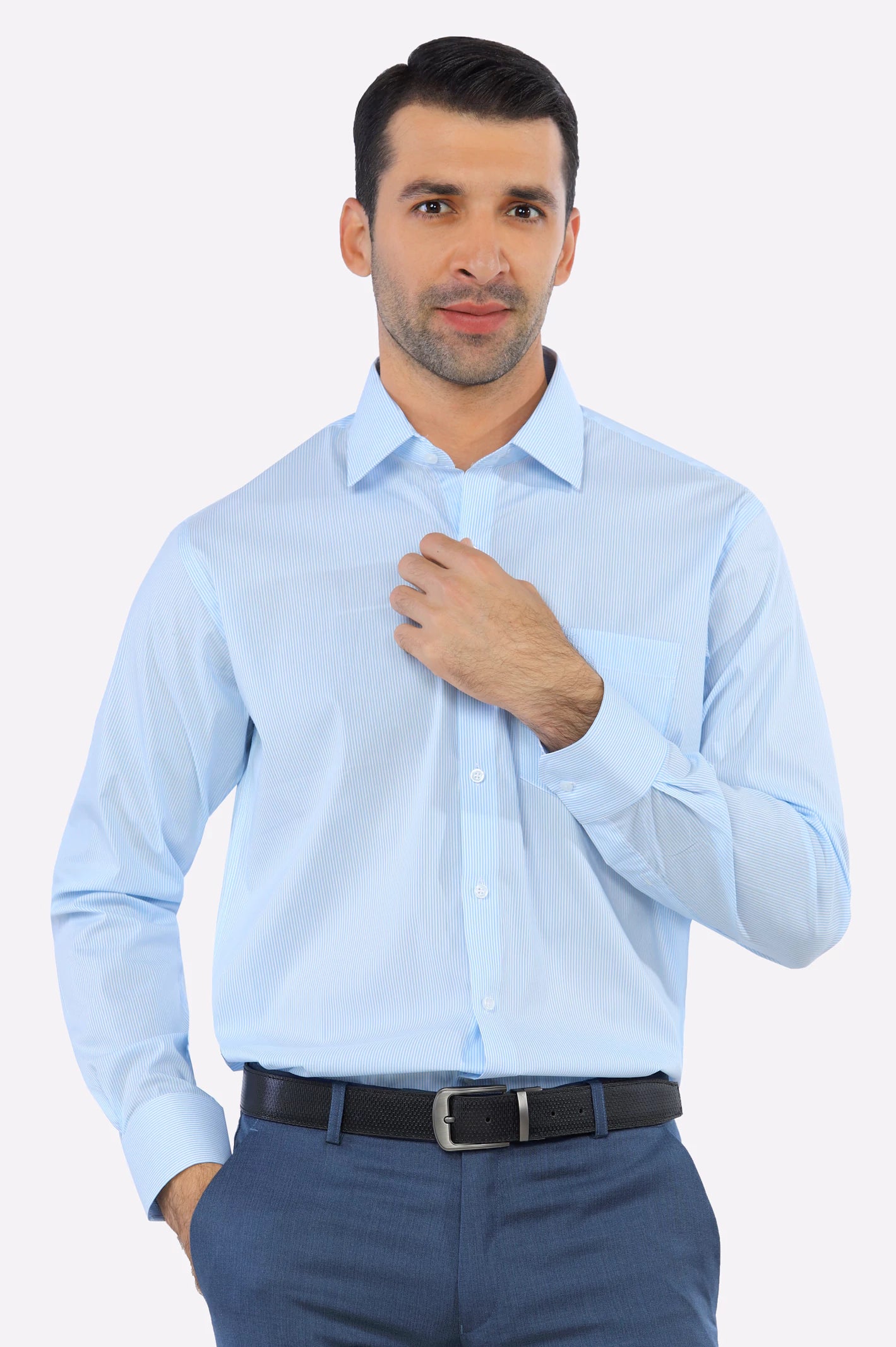 Blue Hairline Stripe Formal Shirt – Diners Pakistan