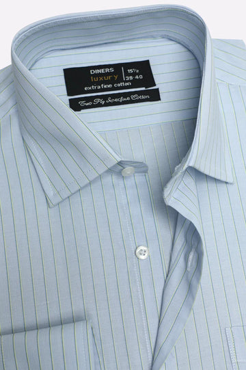 Sky Blue Hairline Stripes Formal Shirt