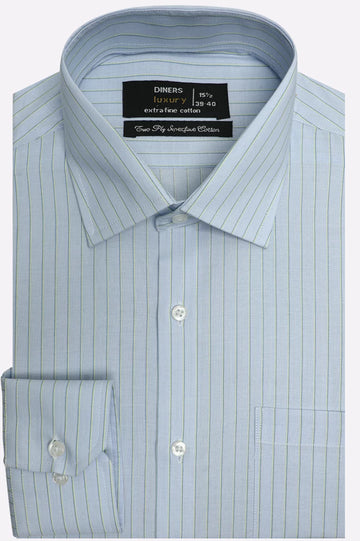 Sky Blue Hairline Stripes Formal Shirt