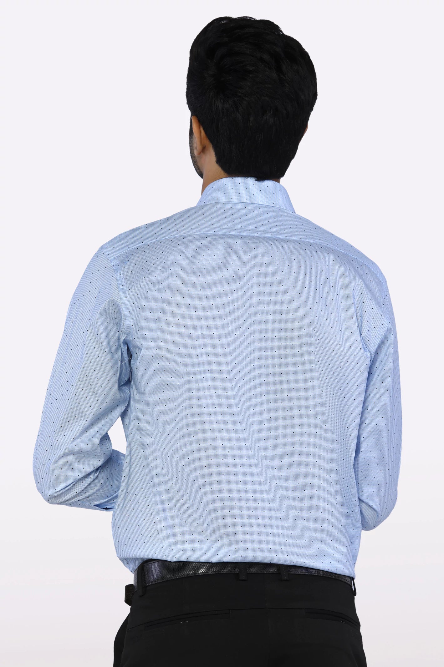 Sky Blue Dotted Formal Shirt From Diners