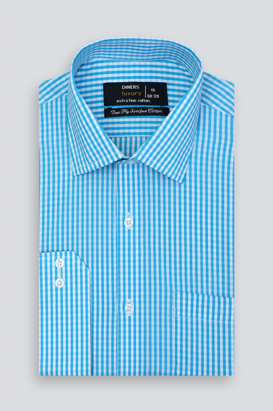 Blue Mini-Check Formal Shirt