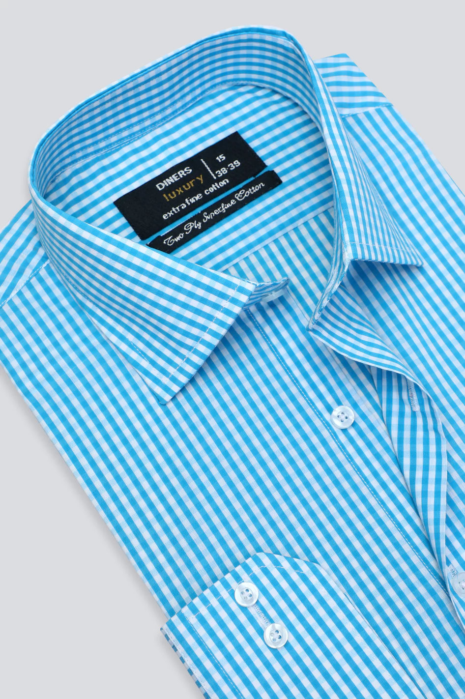 Men Blue Mini-Check Formal Shirt