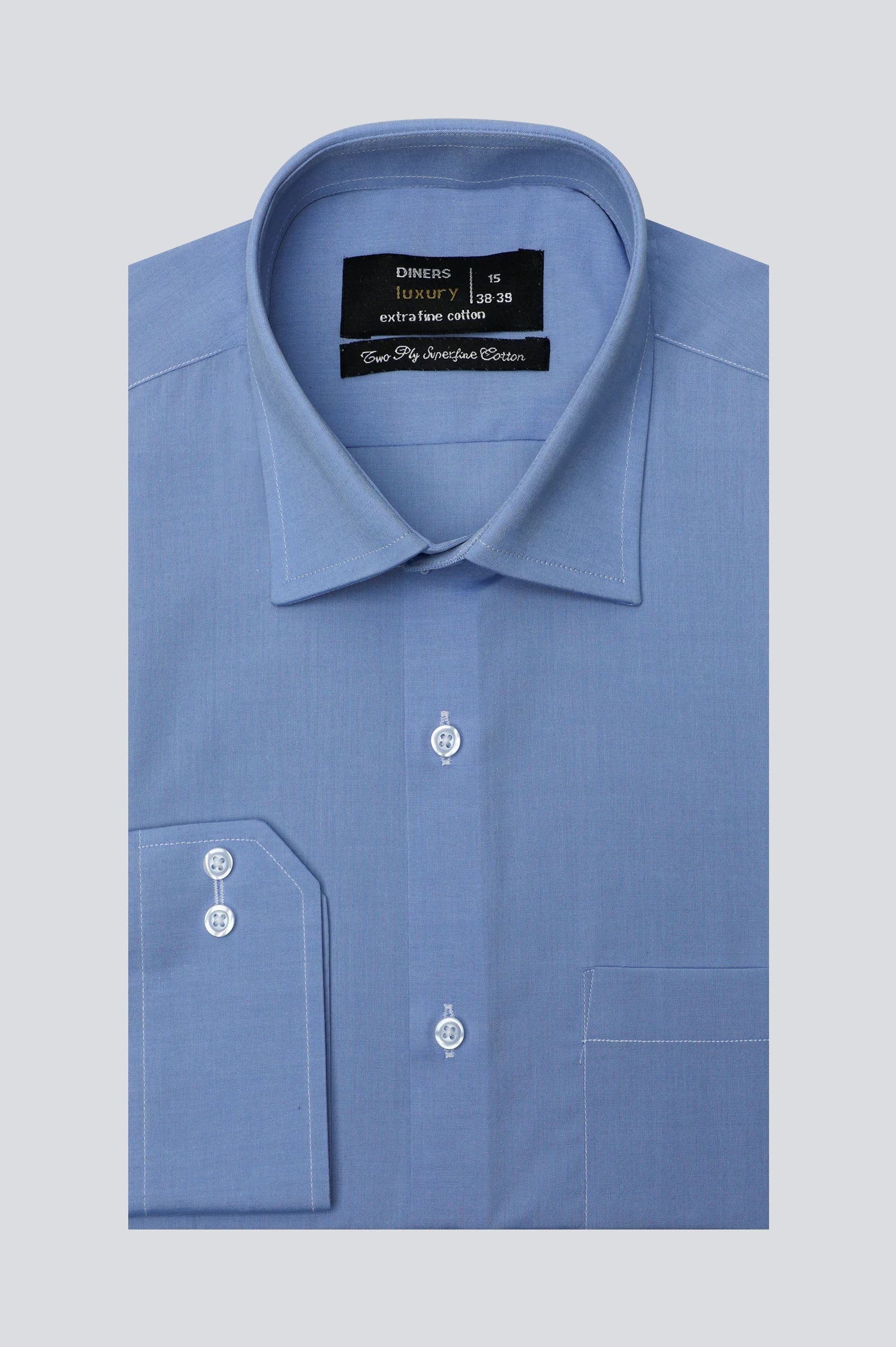 Men Blue Pinpoint Textured Formal Shirt