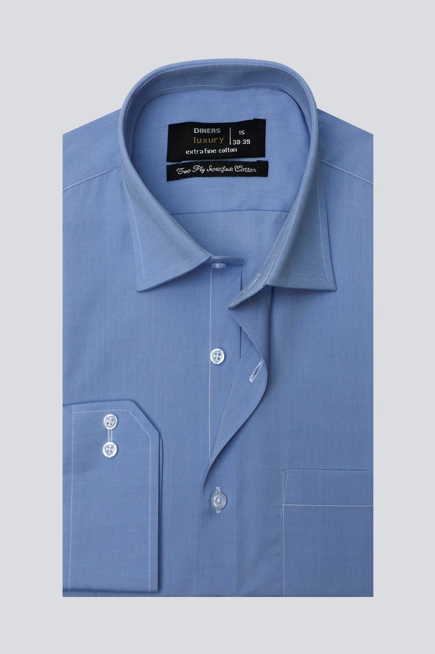 Diners Blue Pinpoint Textured Formal Shirt