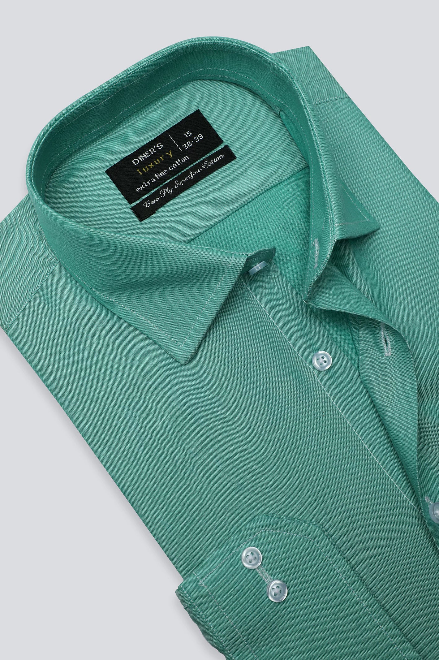 Green Oxford Textured Formal Shirt From Diners