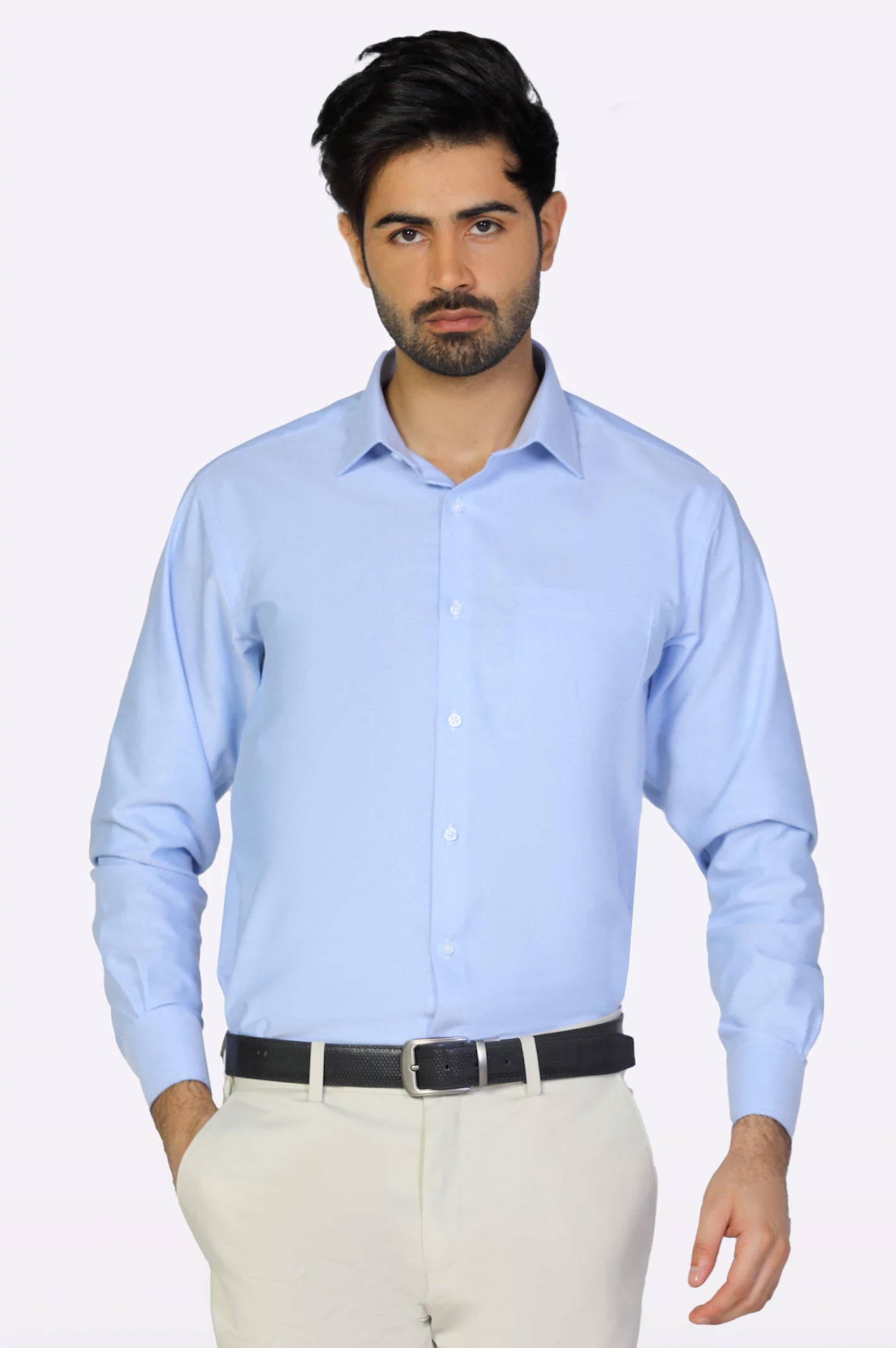 Sky Blue Plain Formal Shirt From Diners