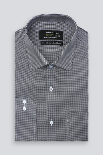 Black Houndstooth Check Formal Shirt