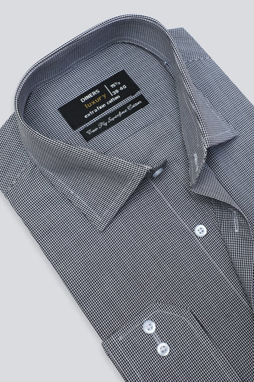 Black Houndstooth Check Formal Shirt