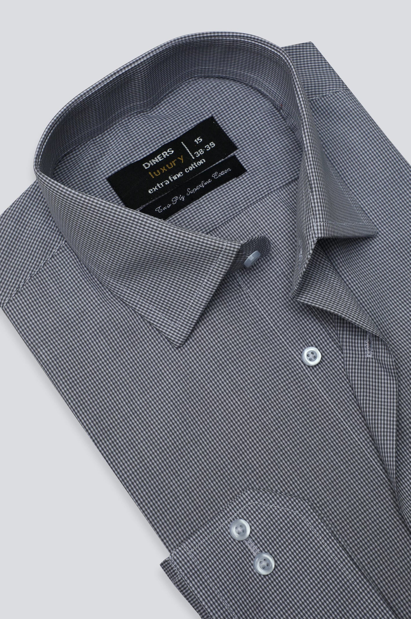 Grey Houndstooth Textured Formal Shirt From Diners