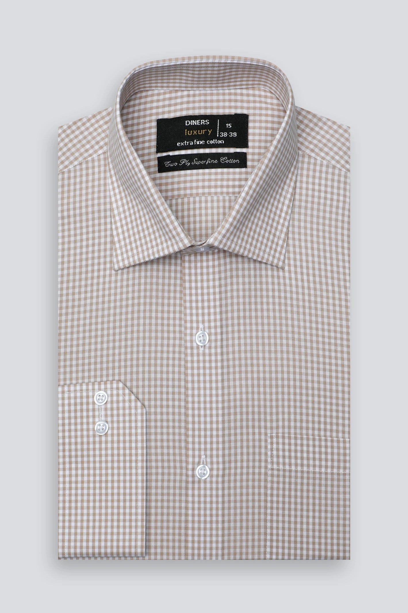 Fawn Mini-Check Formal Shirt