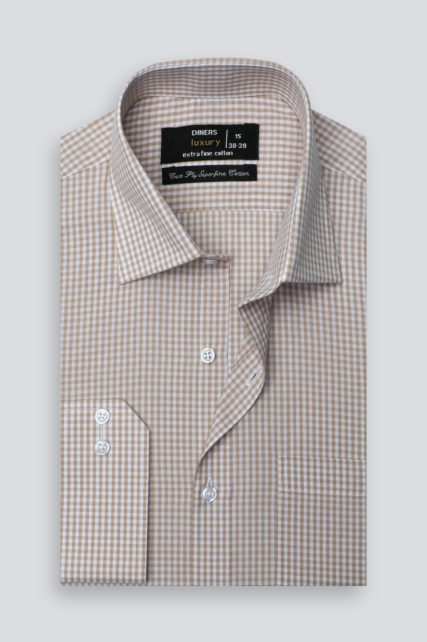 Men Mini-Check Formal Fawn Shirt