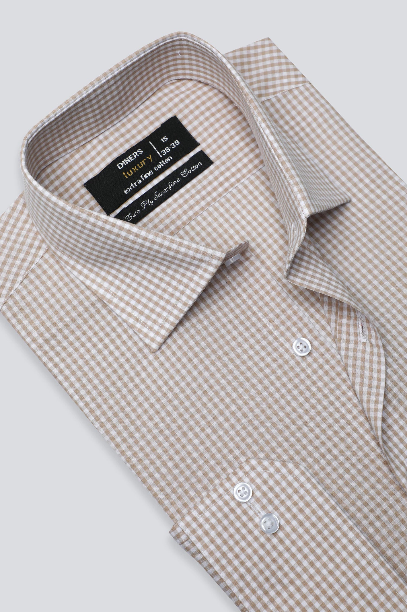 Fawn Mini-Check Formal Shirt for Men