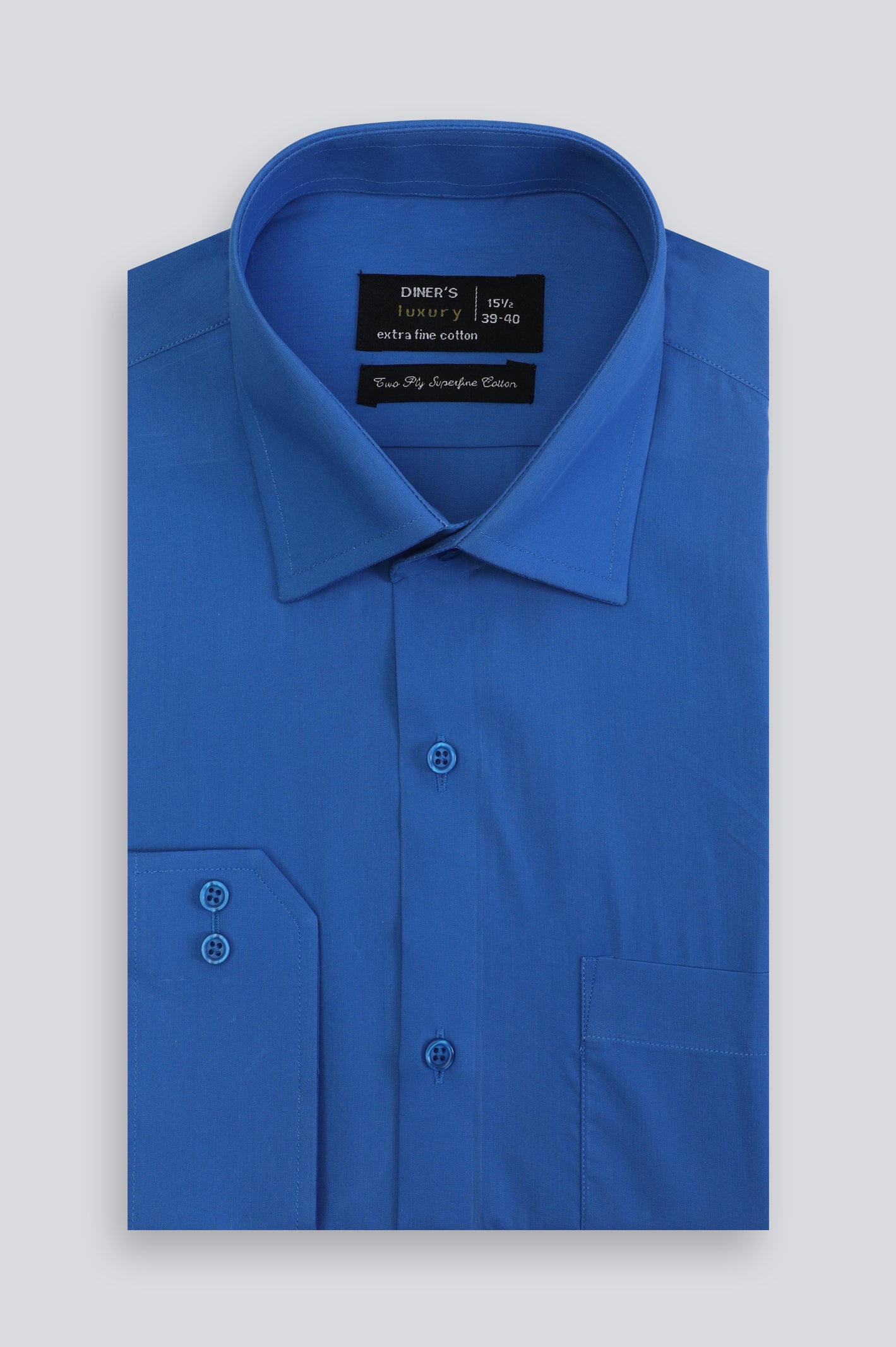 Royal Blue Pinpoint Textured Formal Shirt From Diners