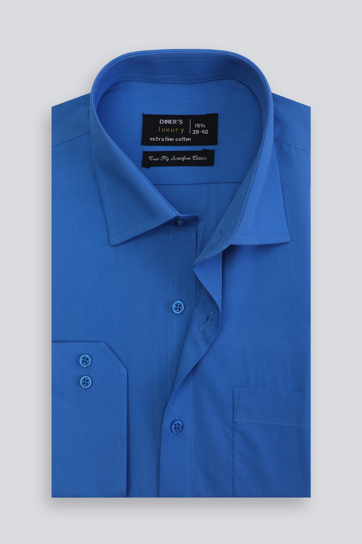 Royal Blue Pinpoint Textured Formal Shirt From Diners