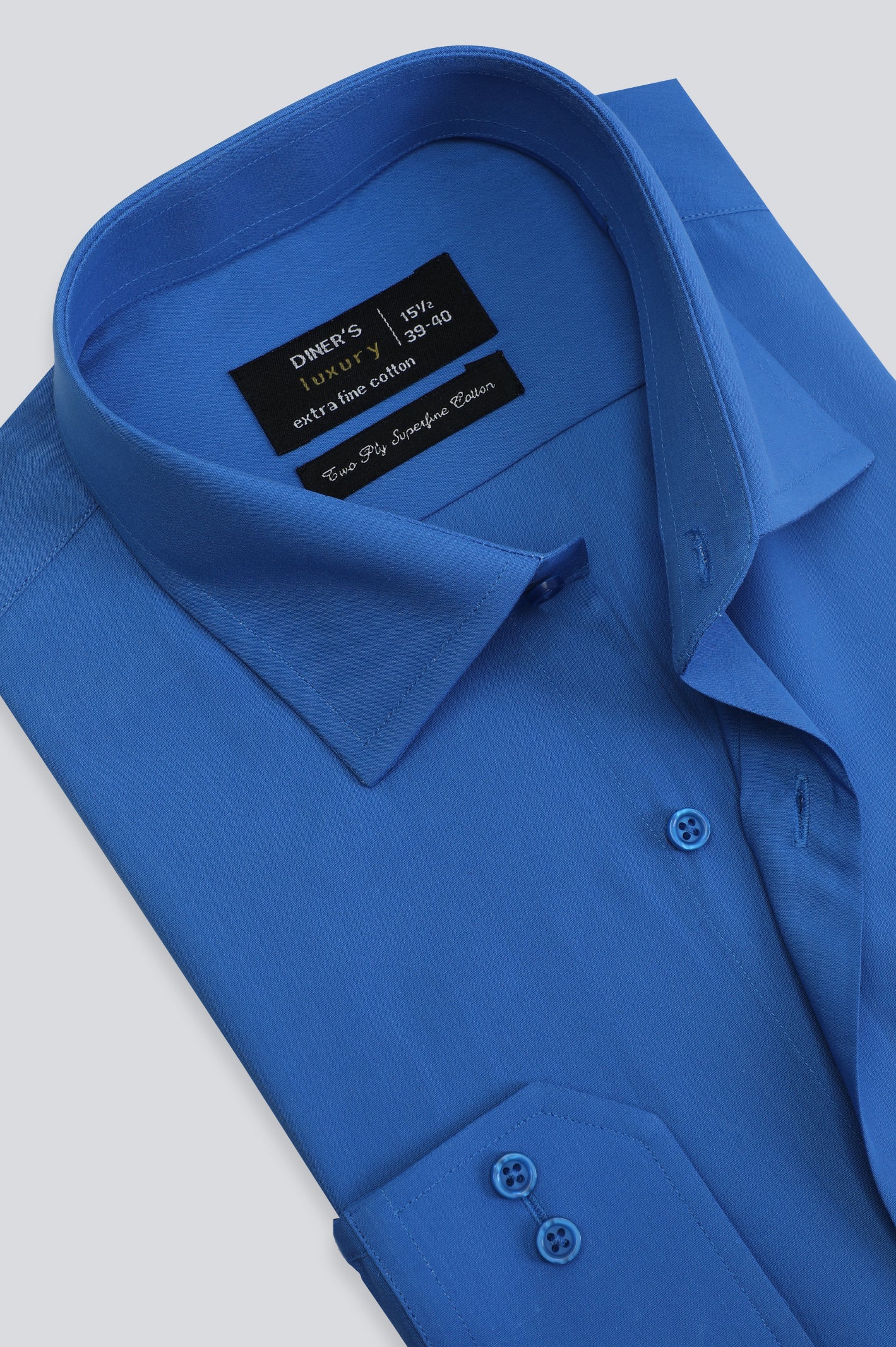 Royal Blue Pinpoint Textured Formal Shirt From Diners