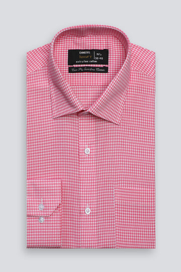 Pink Mini-Check Formal Shirt