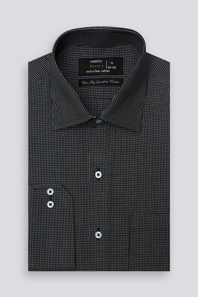 Black Graph Check Formal Shirt for Men