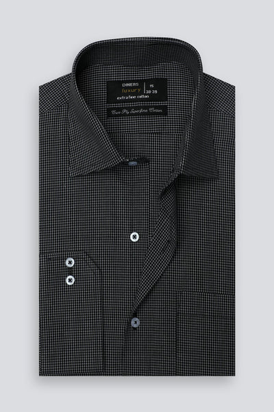 Men Black Graph Check Formal Shirt