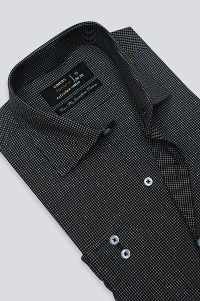Black Graph Check Formal Shirt for Men