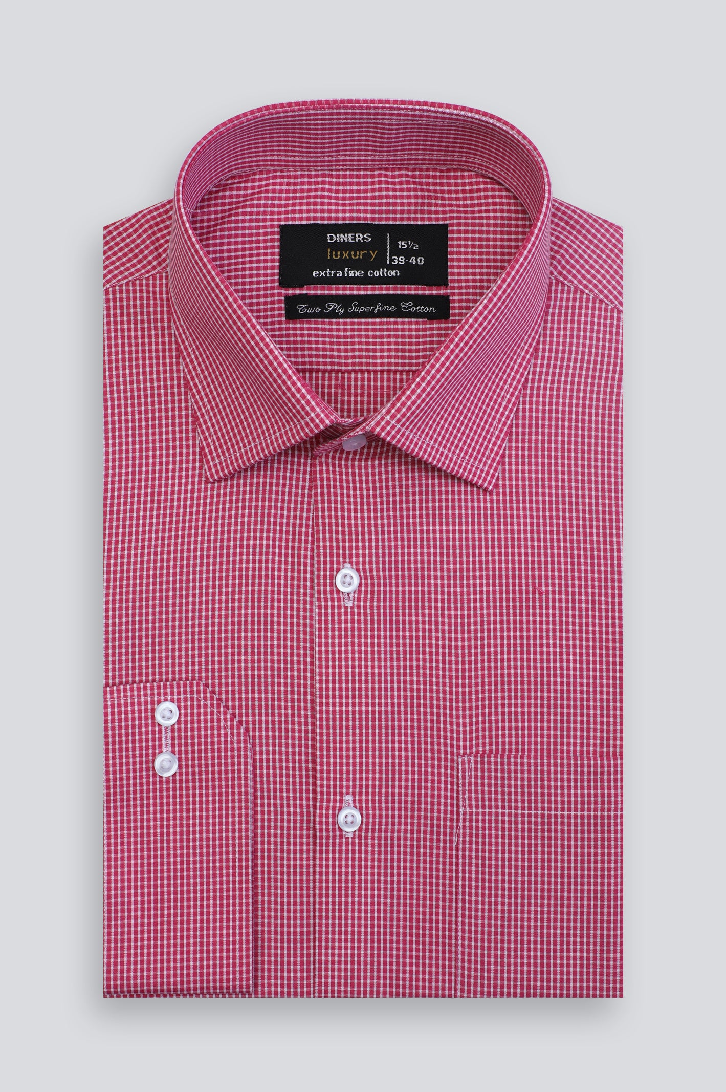 Pink Mini-Check Formal Shirt From Diners