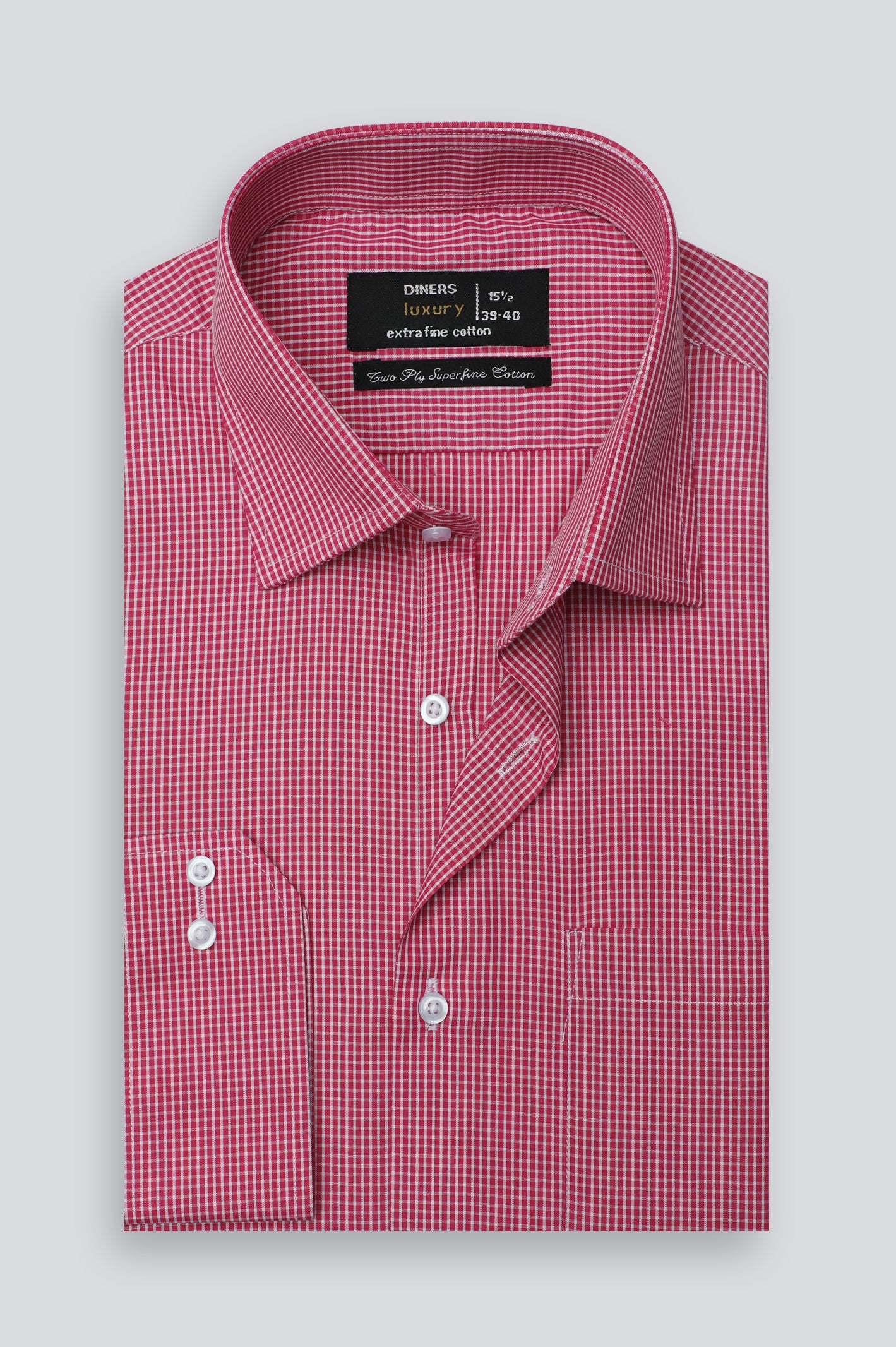 Pink Mini-Check Formal Shirt From Diners