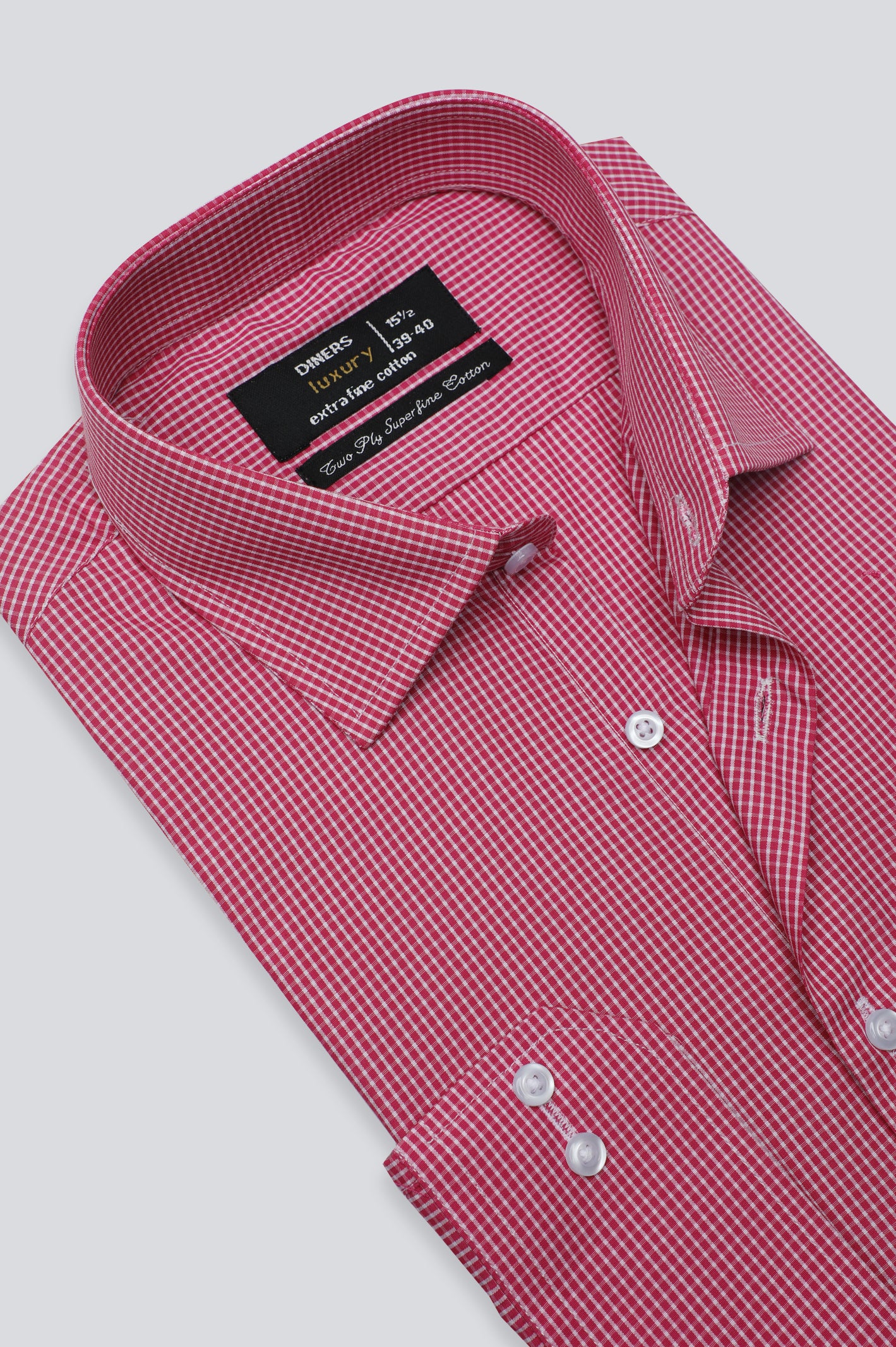 Pink Mini-Check Formal Shirt From Diners