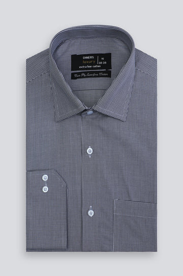 Black Houndstooth Check Formal Shirt