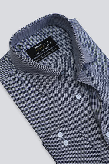 Black Houndstooth Check Formal Shirt