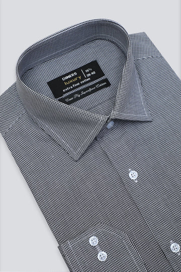 Black Houndstooth Check Formal Shirt